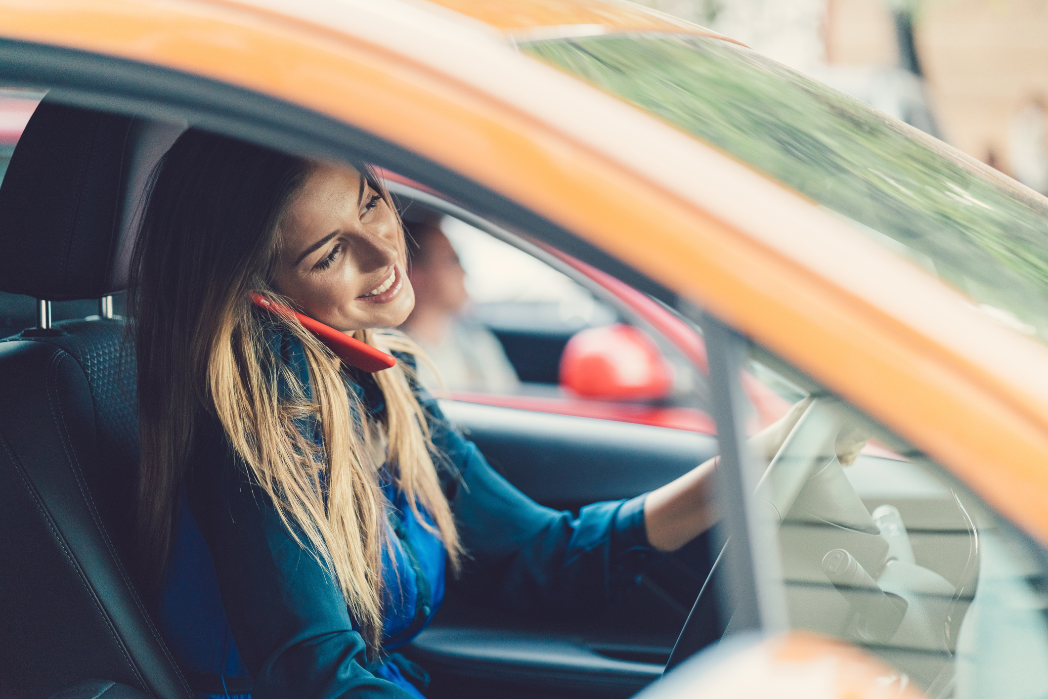 Woman driving a car